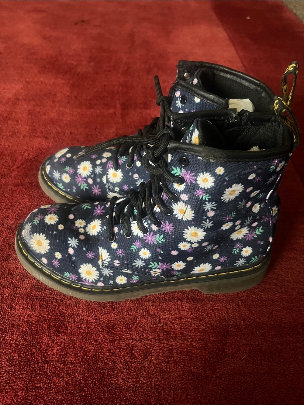Dr Martens Delaney Canvas Floral Print Boots Zip Side Easy On